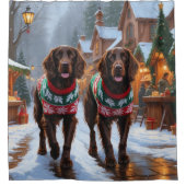 English Setter Dogs Christmas Snow Holiday Douchegordijn (Voorkant)