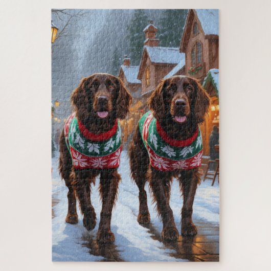 English Setter Dogs Christmas Snow Holiday Legpuzzel (Verticaal)