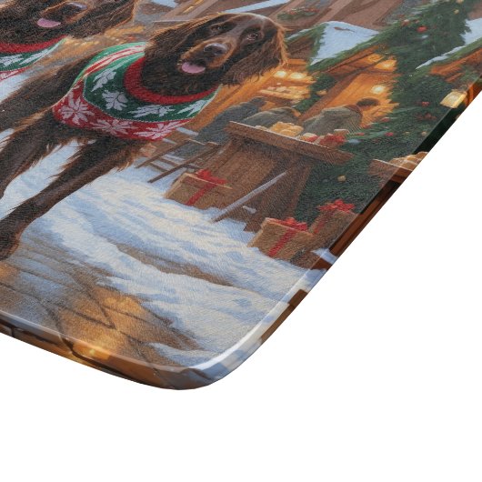English Setter Dogs Christmas Snow Holiday Snijplank (Hoek)