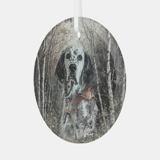 English Setter Glas Ornament (Voorkant links)