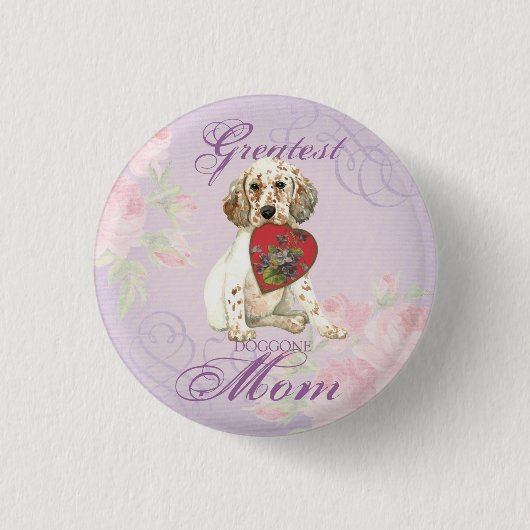 English Setter Heart mama Ronde Button 3,2 Cm (Voorkant)