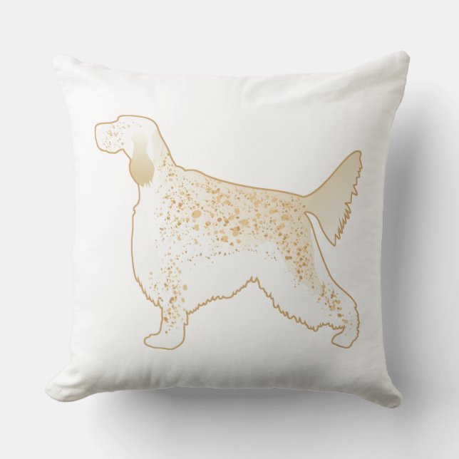 English Setter Hondenras Illustration Silhouette Kussen (Voorkant)