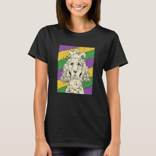 English Setter Jester Mardi Gras Dog Mom or Dad T-shirt (Voorkant)