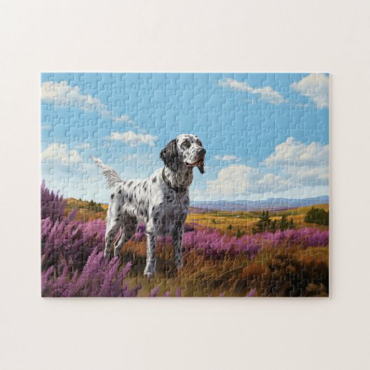 English Setter op de hei Legpuzzel (Horizontaal)