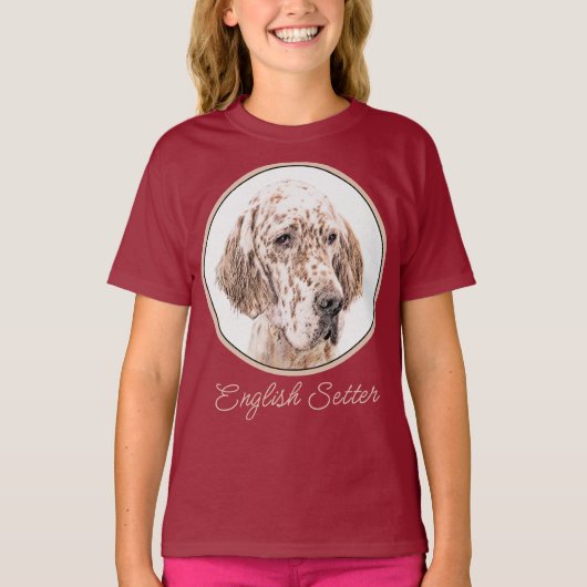 English Setter Orange Belton Painting Dog Art T-Sh T-shirt (Voorkant)