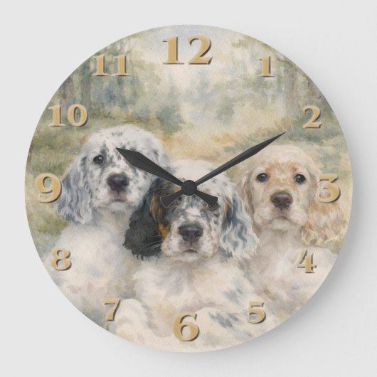 English Setter Puppies Grote Klok (Voorkant)