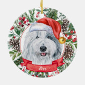English Sheepdog Custom Santa Kerstmis Ornament (Achterkant)