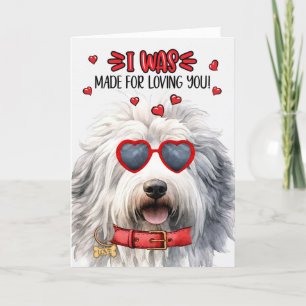English Sheepdog Dog Made for love you Valentijn Feestdagen Kaart