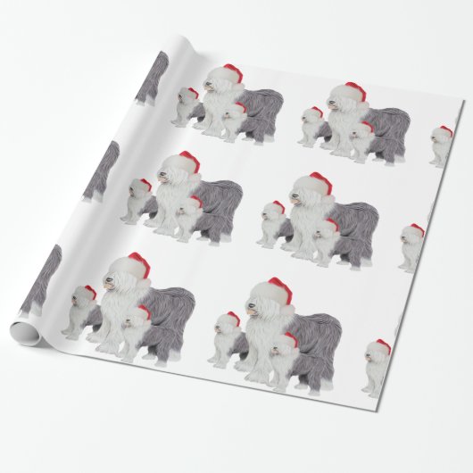 English Sheepdog Glossy Wrapping Paper, 30 x 6' Cadeaupapier (Uitgerold)