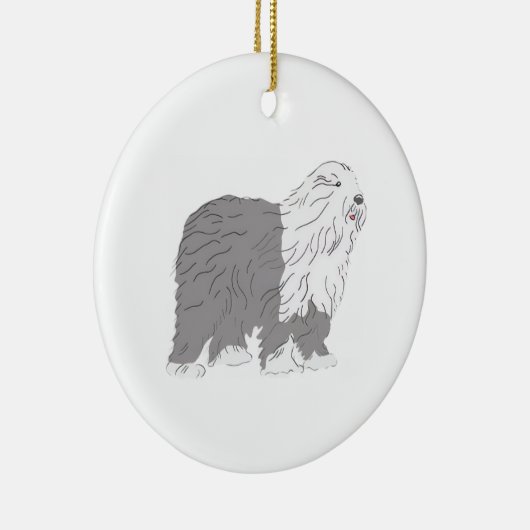 English Sheepdog Keramisch Ornament (Rechts)