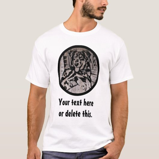 English Shepherd Puppy Stencil T-shirt (Voorkant)