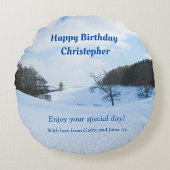 English Snow Valley - Gepersonaliseerd Rond Kussen