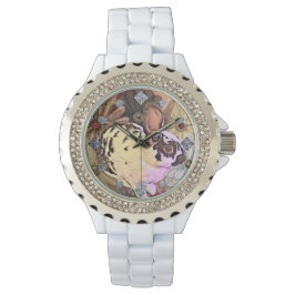 English Spot Bunny met  Lace Flowers Horloge