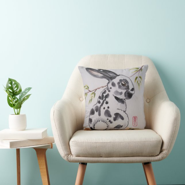 English Spot Bunny Rabbit Pillow, Oriental Design Kussen (Stoel)