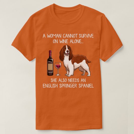 English Springer Spaniel and wine Funny dog T-shirt (Design voorkant)