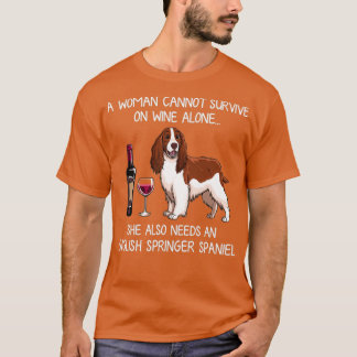 English Springer Spaniel and wine Funny dog T-shirt
