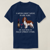 English Springer Spaniel and wine Funny dog T-shirt (Design voorkant)