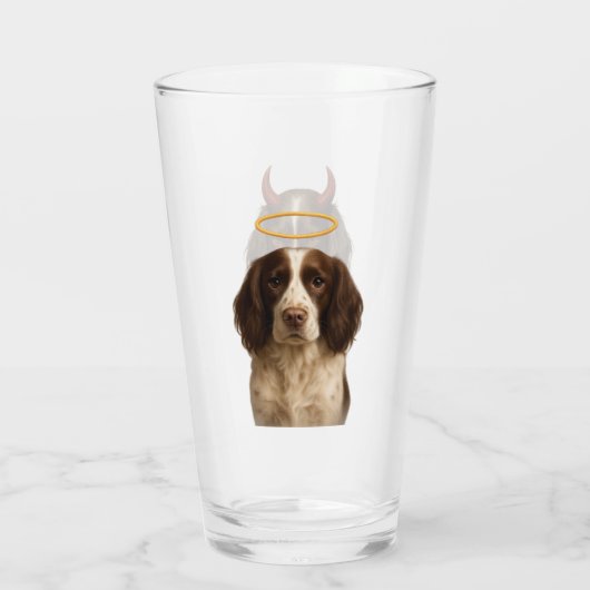 English Springer Spaniel Angel / Devil Glass Glas (Achterkant)