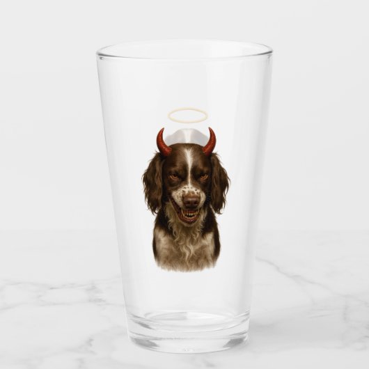 English Springer Spaniel Angel / Devil Glass Glas (Voorkant)