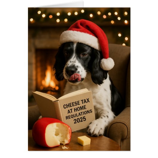 English Springer spaniel Cheese Tax Christmas card (Voorkant)