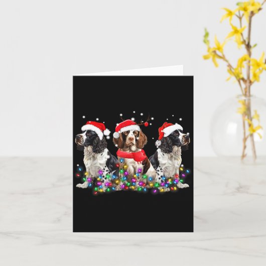 English Springer Spaniel Dog Christmas Matching Fa Kaart (Gele Bloem)