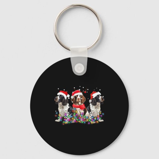 English Springer Spaniel Dog Christmas Matching Fa Sleutelhanger (Voorkant)