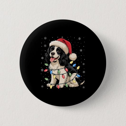 English Springer Spaniel Dog Christmas Tree Lights Ronde Button 5,7 Cm (Voorkant)