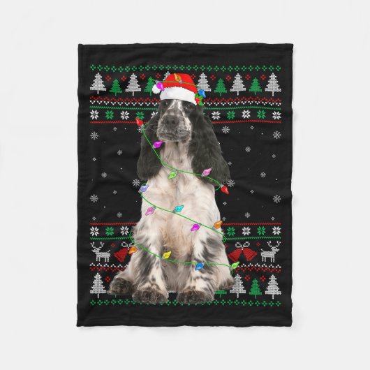 English Springer Spaniel Dog Christmas Ugly Sweate Fleece Deken (Voorkant)