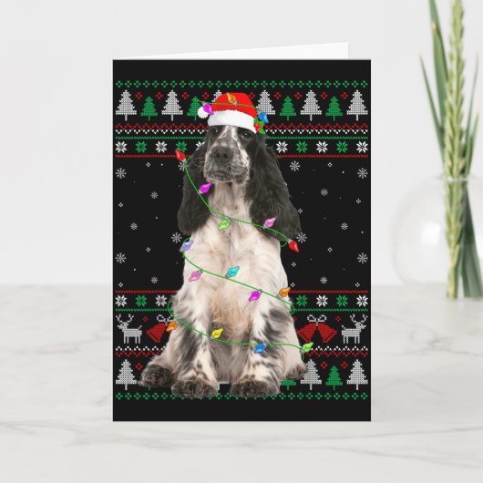 English Springer Spaniel Dog Christmas Ugly Sweate Kaart (Voorkant)