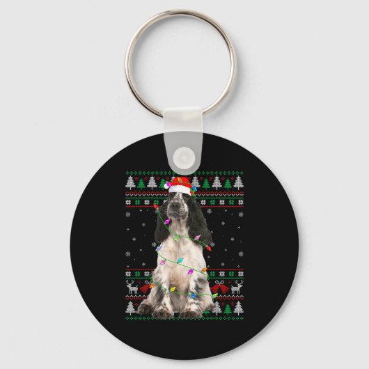 English Springer Spaniel Dog Christmas Ugly Sweate Sleutelhanger (Voorkant)