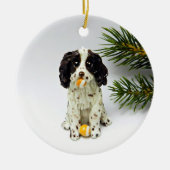 English Springer Spaniel Dog kerstversiering Keramisch Ornament (Voorkant)