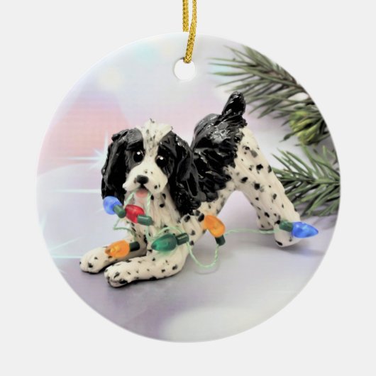 English Springer Spaniel Dog kerstversiering Keramisch Ornament (Voorkant)