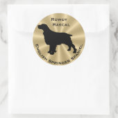 English Springer Spaniel Dog Silhouette Ronde Sticker (Tas)