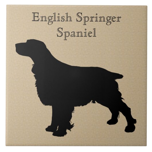 English Springer Spaniel Dog Silhouette Tegeltje (Voorkant)
