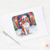 English Springer Spaniel Fire Station Santa Vierkante Sticker (Envelop)