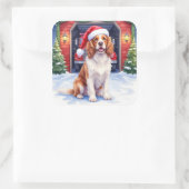 English Springer Spaniel Fire Station Santa Vierkante Sticker (Tas)