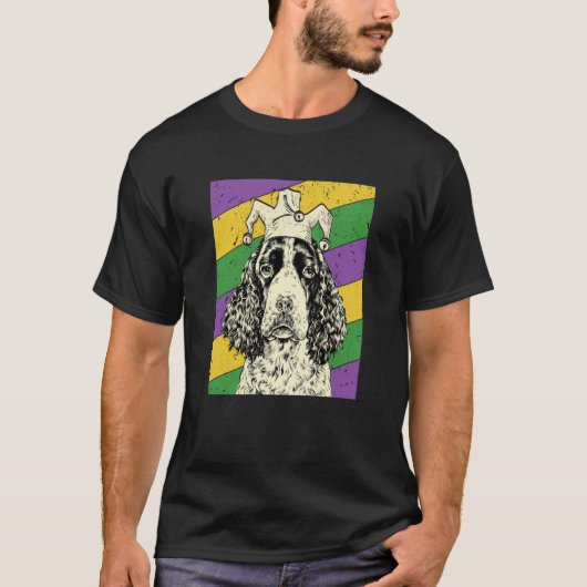 English Springer Spaniel Jester Mardi Gras Dog Mom T-shirt (Voorkant)