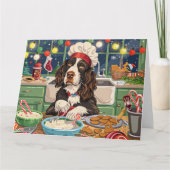 English Springer Spaniel Kerstbakken: Feestelijk Kaart (Voorkant)