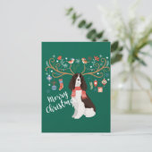 English Springer Spaniel Kerstreindeer Dog Briefkaart (Staand voorkant)
