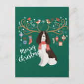 English Springer Spaniel Kerstreindeer Dog Briefkaart (Voorkant)