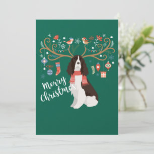 English Springer Spaniel Kerstreindeer Dog Feestdagenkaart