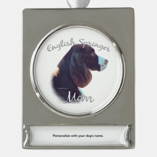 English Springer Spaniel Ma 2 Verzilverd Banner Ornament (Voorkant)