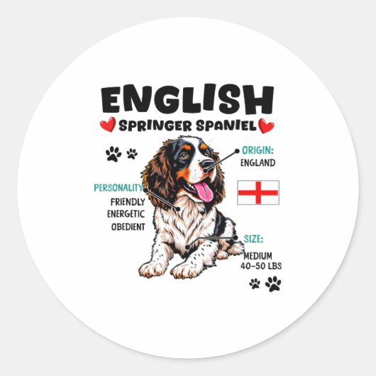 English Springer Spaniel Owner Funny Dog Lover  Ronde Sticker (Voorkant)