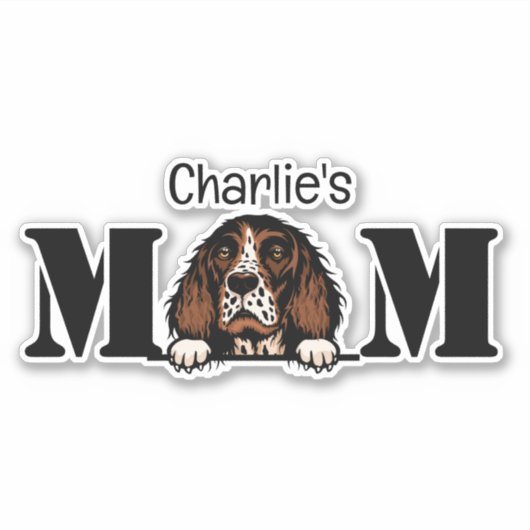 English Springer Spaniel Peking mam gepersonalisee Sticker (Voorkant)