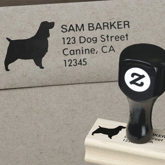 English Springer Spaniel Silhouette Return Address Rubberstempel
