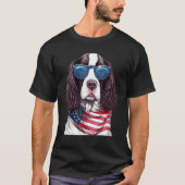 English Springer Spaniel with USA Flag 4th of July T-shirt (Voorkant)