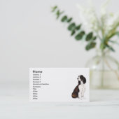 "English Springr Spaniel" Visitekaartje voor Dog A (Staand voorkant)