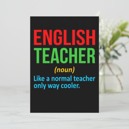 English Teacher Definition Language Grammar Bedankkaart (Staand voorkant)