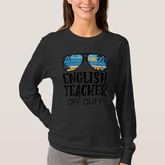 English Teacher Off Duty Sunglasses Palm Tree Beac T-shirt (Voorkant)