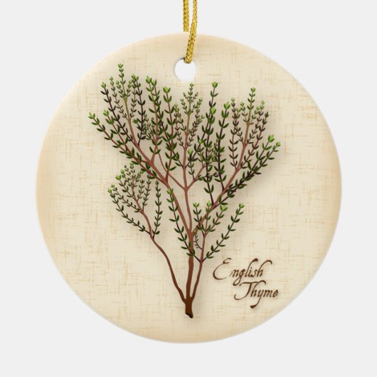 English Thyme Herb Keramisch Ornament (Voorkant)